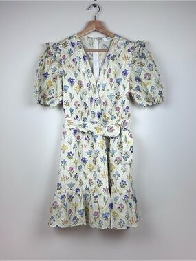 🌸 Avara Botanical Floral Dress | Size M | White Multicolor